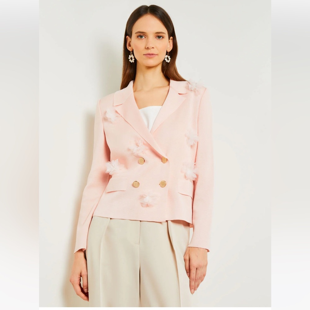 Heritage Fit Double Breasted Jacket - Floral Appliqué Knit